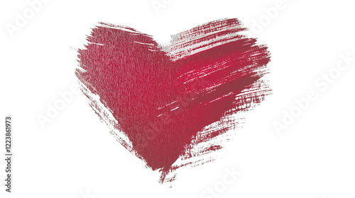 hand drawn red heart line art illustration isolated on white background