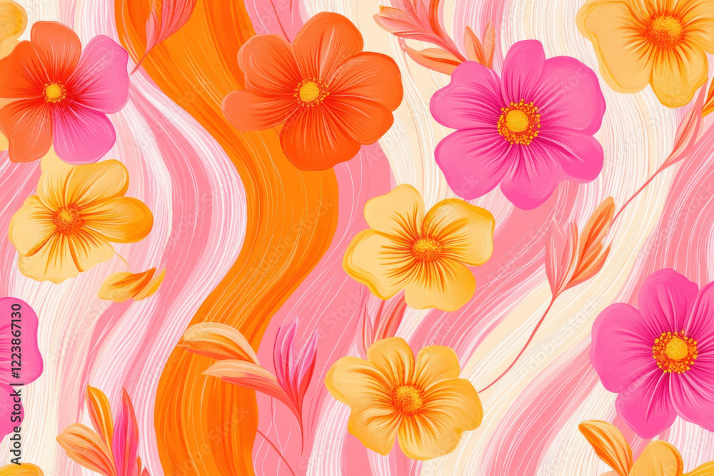 custom made wallpaper toronto digitalSeamless floral pattern with flowers vector in vibrant colors.