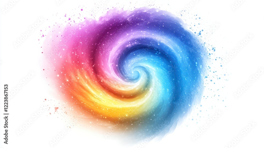 Fototapeta premium Vibrant Cosmic Swirl Abstract Watercolor Galaxy Nebula Background