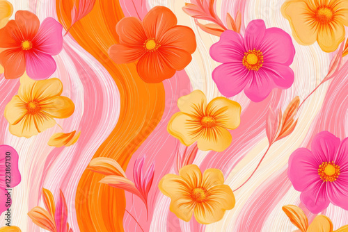 Wallpaper Mural Seamless floral pattern with flowers vector in vibrant colors. Torontodigital.ca