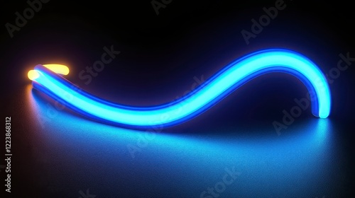 Abstract Blue Neon Light Curve Glowing LED Tube Modern Design Element