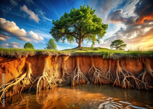 Creekbank Erosion, Exposed Roots, Dramatic Landscape photo