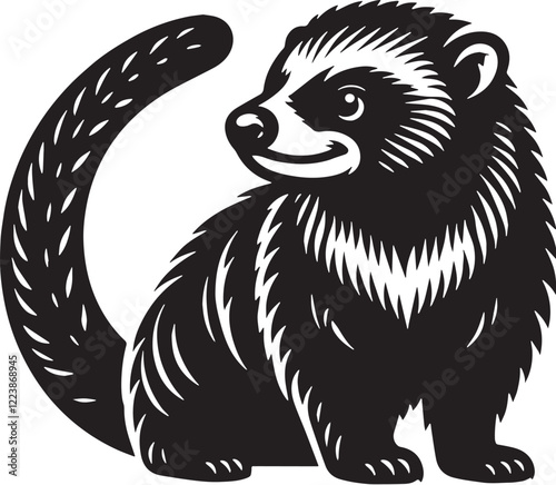 Black Color Binturong Silhouette Vector Illustration design, Solid White Background