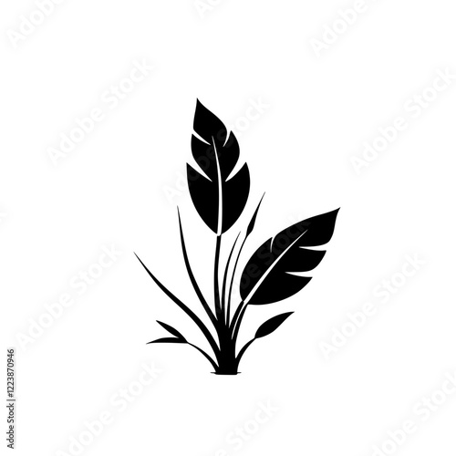 Elegant Black and White Plant Illustration: Minimalist Botanical Design, Nature-Inspired Graphic