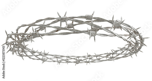 Digital Art: Barbed Wire Crown - A digital artwork depicting a chilling crown formed from barbed wire.	
