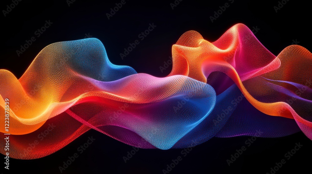 Fototapeta premium Abstract Colorful Waveform Dynamic Particle Flow Vibrant Gradient Mesh Digital Art Background