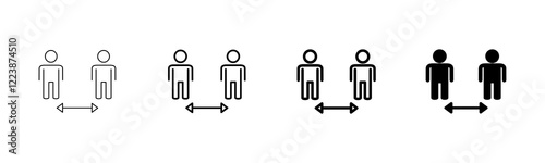 Social distancing icon vector isolated on white background. Keep distance sign. Coronavirus. Social Distancing and Self Quarantine.
