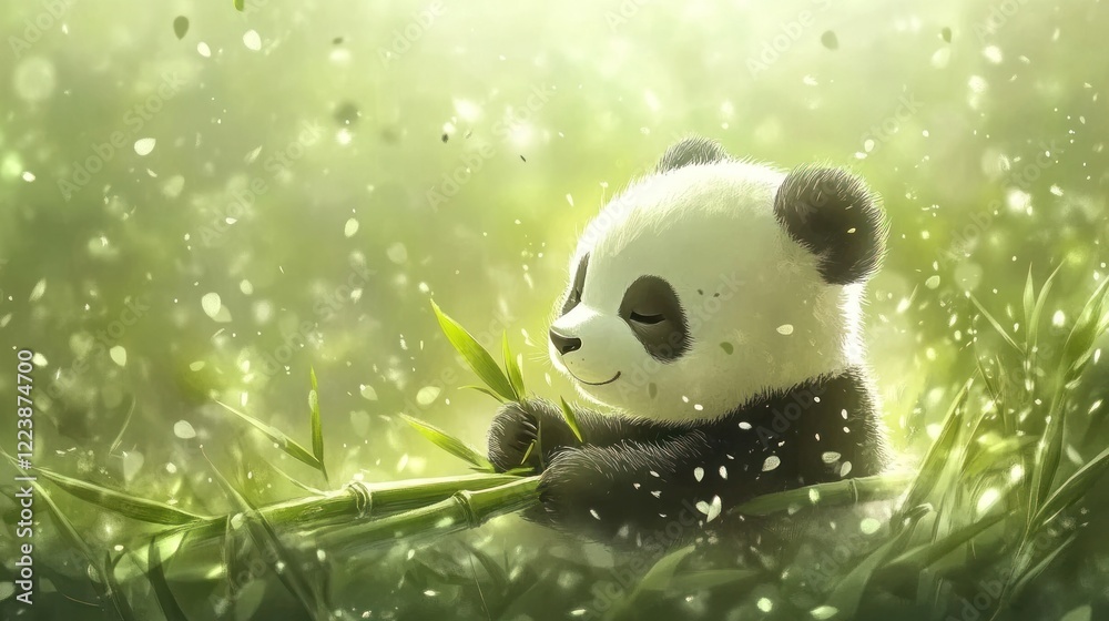 Adorable Panda Cub in Bamboo Forest Adorable Panda Cub in Bamboo Forest