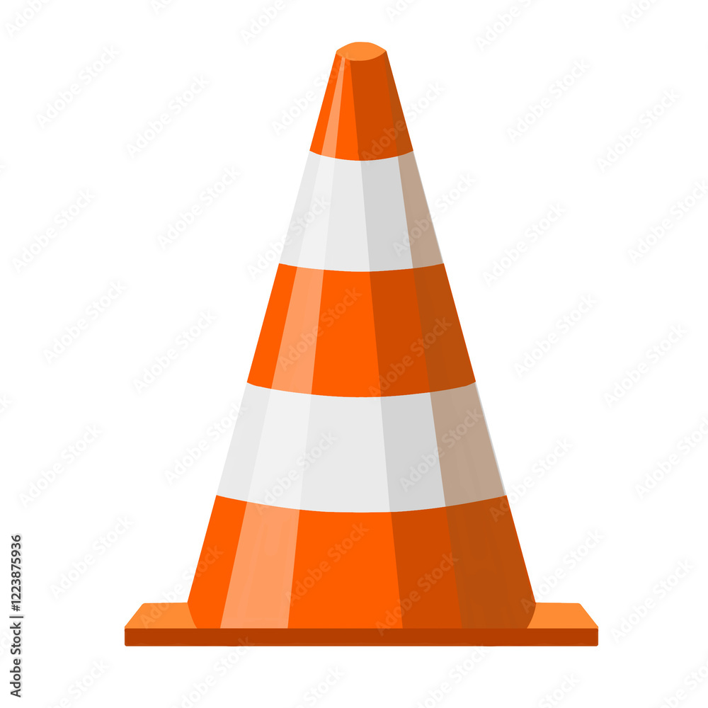 Traffic cone icon isolated on white background. Orange cone vector illustration in cartoon simple style. Safety barrier blocking pathway. Symbolizing road safety, construction, traffic warning sign. Traffic cone icon isolated on white background. Orange cone vector illustration in cartoon simple style. Safety barrier blocking pathway. Symbolizing road safety, construction, traffic warning sign.