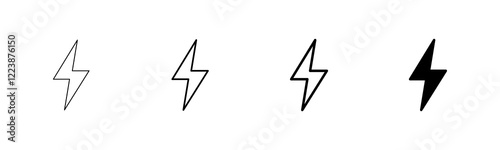 Lightning icon vector isolated on white background. Bolt icon vector. Energy and thunder electric icon
