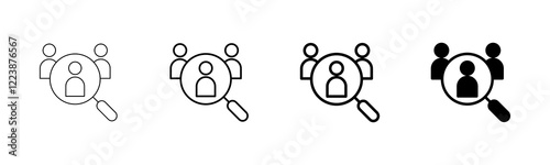 Hiring icon vector isolated on white background. Human resources concept. Recruitment. Search job vacancy icon. Hire. Find people icon