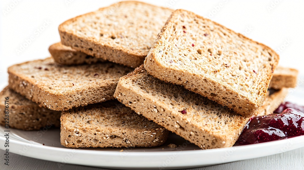 Whole wheat toast and jam breakfast Whole wheat toast and jam breakfast