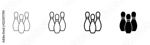 Bowling game Pin Icon vector isolated on white background. Bowling icon, ball and pin