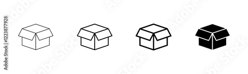 Box icon vector isolated on white background. Cardboard box, packaging open. Box vector icon