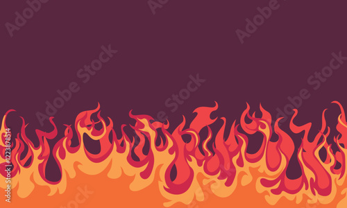 Blank background of hot burning fire. Vector illustration