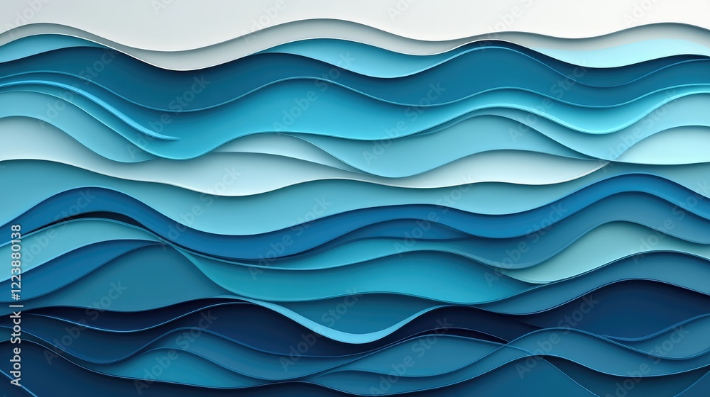 Obraz premium Gradient waves of deep blue and turquoise with subtle reflections, giving the illusion of underwater currents.