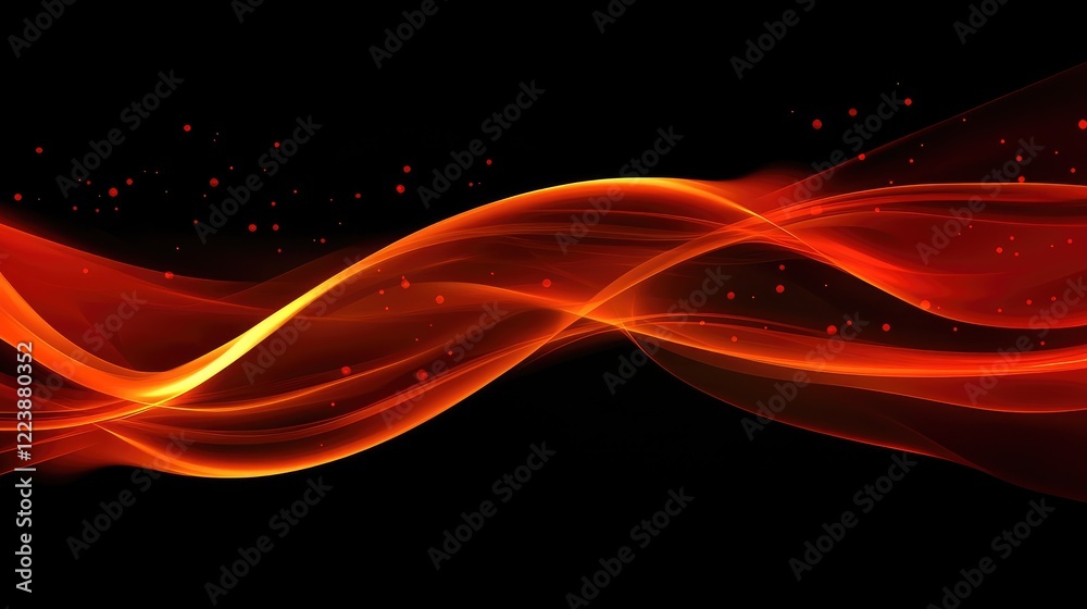 Fototapeta premium Neon waves of fiery red and orange glowing intensely, creating a dynamic abstract flame-like effect.