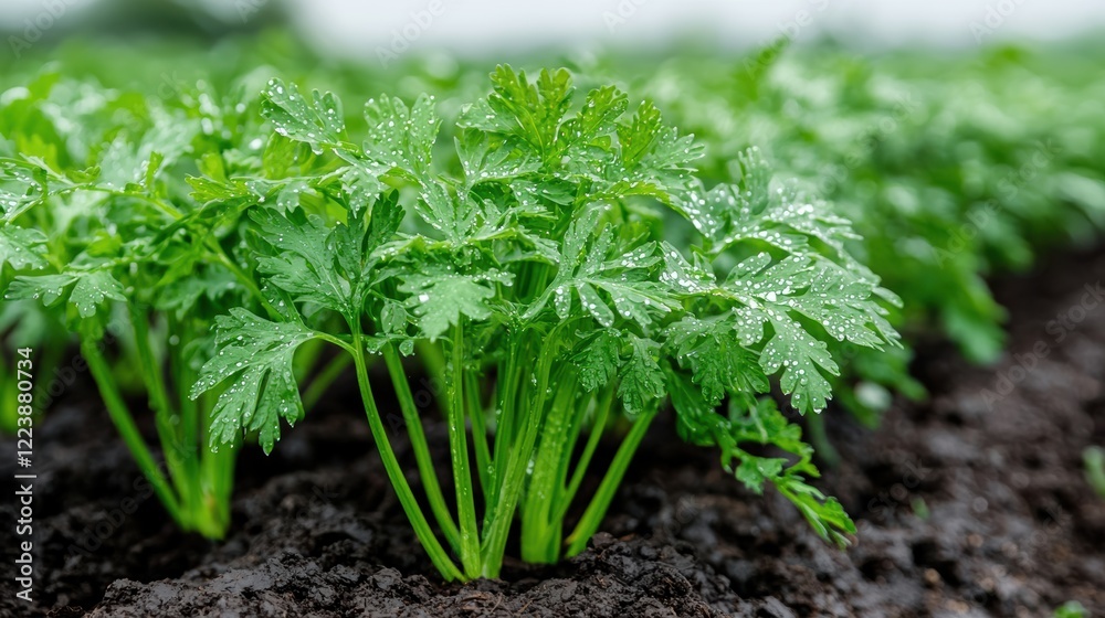 Obraz premium Glistening Carrot Fields After Light Rainfall