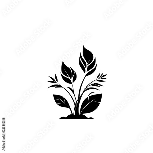 Elegant Plant Silhouette: Minimalist Botanical Vector Design. Perfect for nature-themed projects, adding a touch of sophistication and simplicity.