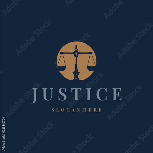 justice logo design symbol lawyer court scale design simple minimalist legal symbol illustration template