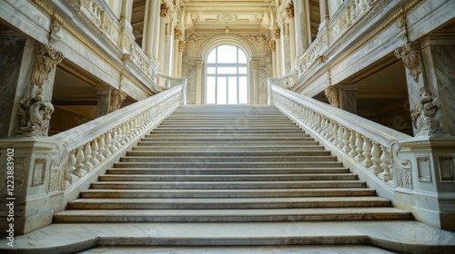 Obraz na płótnie An impressive marble staircase leading up to a grand entrance in a historic building w salonie