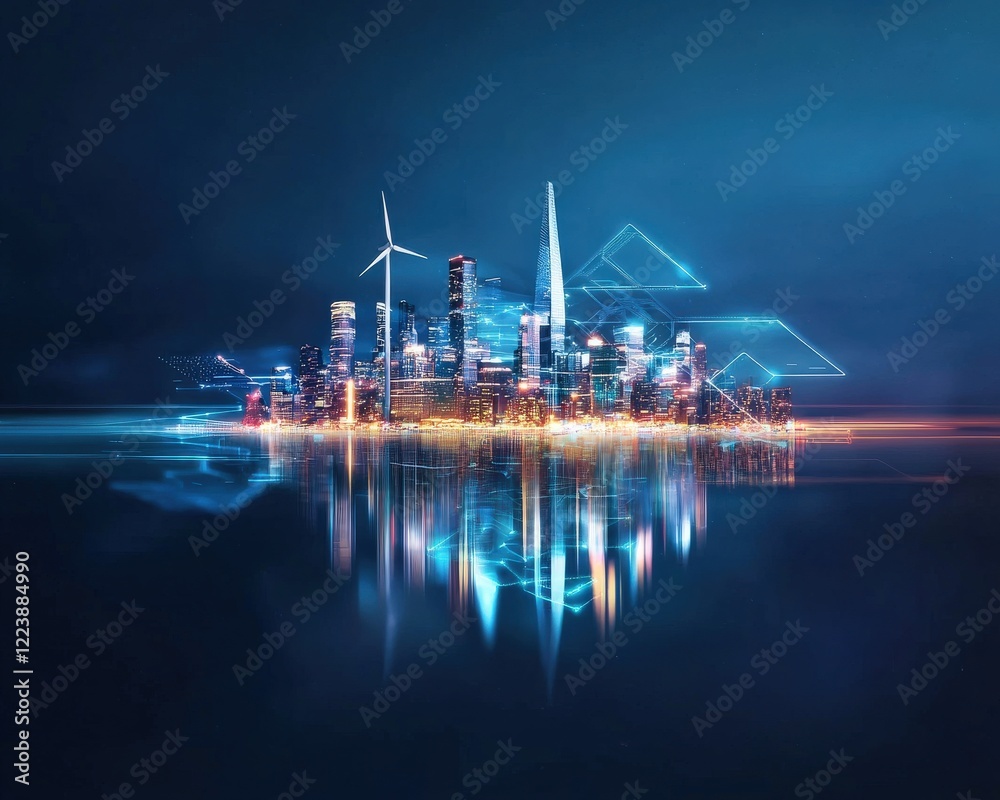 Fototapeta premium A futuristic city powered by biotechnology innovations in renewable energy.