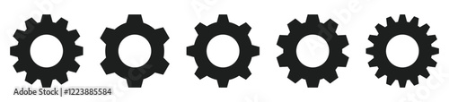 Gear icon set, black gear wheel icons collection. Cogwheel vector icon