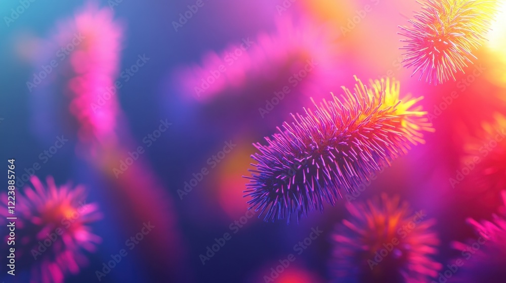 Colorful abstract representation of bacteria in vibrant hues Colorful abstract representation of bacteria in vibrant hues