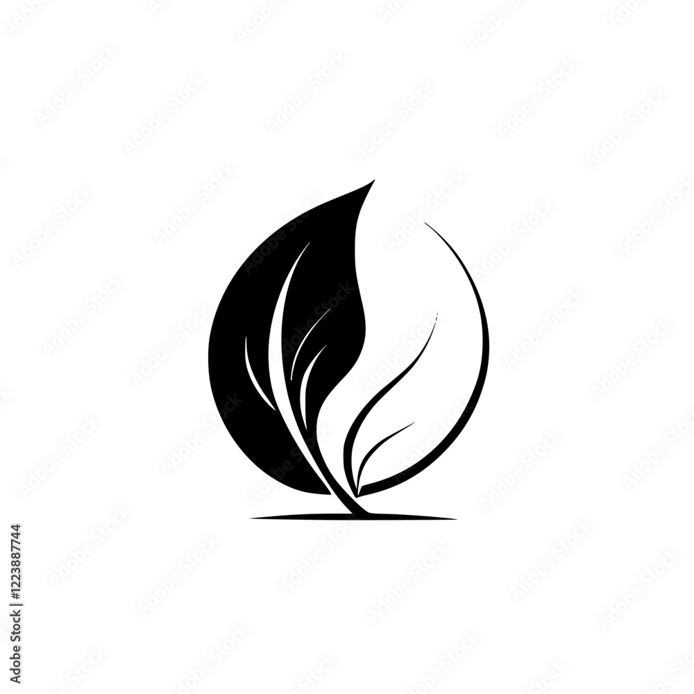 Elegant Leaf Design: Eco-Friendly Botanical Logo, Nature Symbol, Vector Illustration Elegant Leaf Design: Eco-Friendly Botanical Logo, Nature Symbol, Vector Illustration
