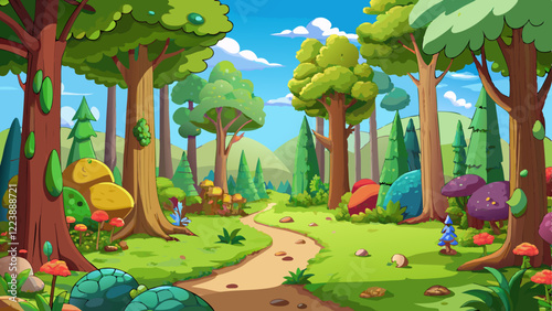 Fairytale forest vector graphics for comics, backgrounds, cartoons