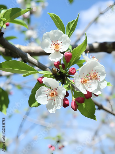 Prunus padus, known as bird cherry, hackberry, hagberry, or Mayday tree photo