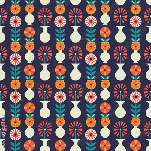 Wallpaper Mural Dark Floral Seamless Pattern with Artistic Touches Torontodigital.ca