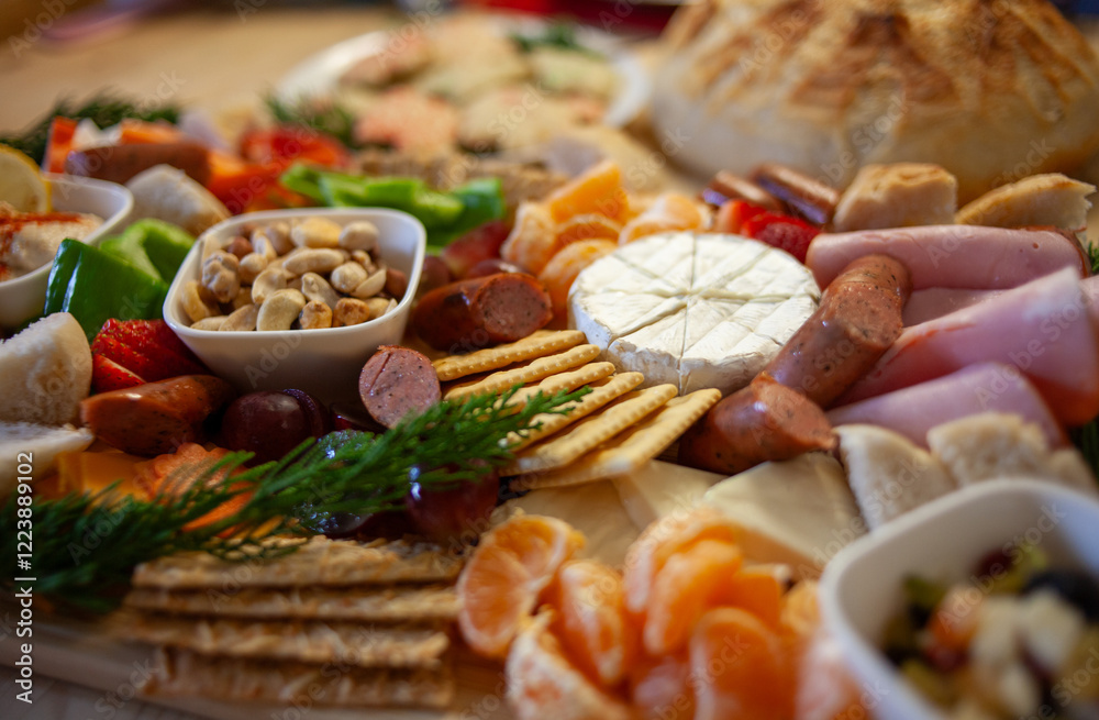 close up of holiday themed charcuterie board close up of holiday themed charcuterie board