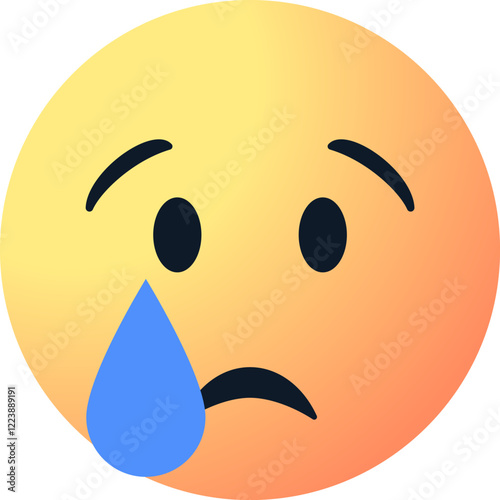 cry emoji emoticon, sad face with a single tear | crying, sadness emotion reaction. vector illustration