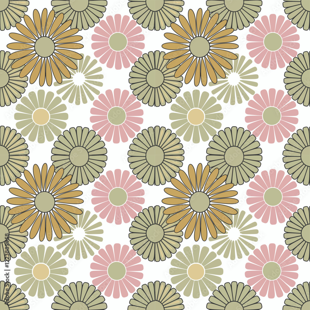 Elegant Ornamental Floral Seamless Pattern with Soft Gold Accents Elegant Ornamental Floral Seamless Pattern with Soft Gold Accents