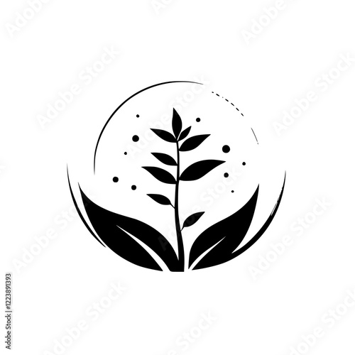 Elegant Plant Illustration: Minimalist Black and White Floral Design. Perfect for nature lovers and design enthusiasts.  A simple yet sophisticated botanical art piece.