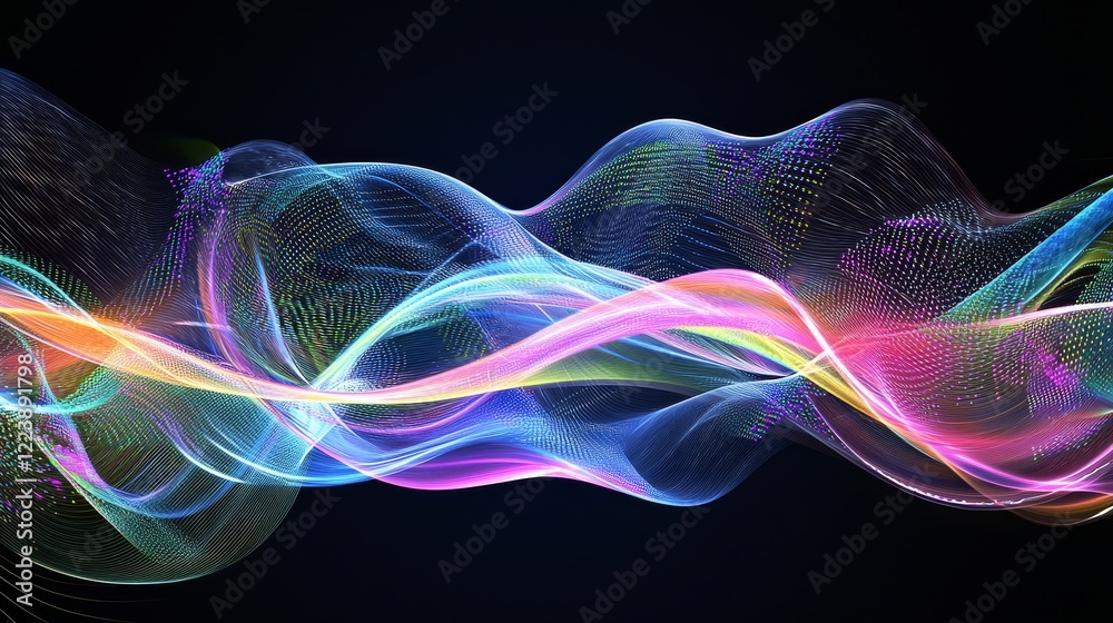 Fototapeta premium Abstract Flow of Colorful Technology Channels in Motion with Vibrant Light Effects