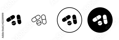 Pills icon vector. capsule icon. Drug sign and symbol