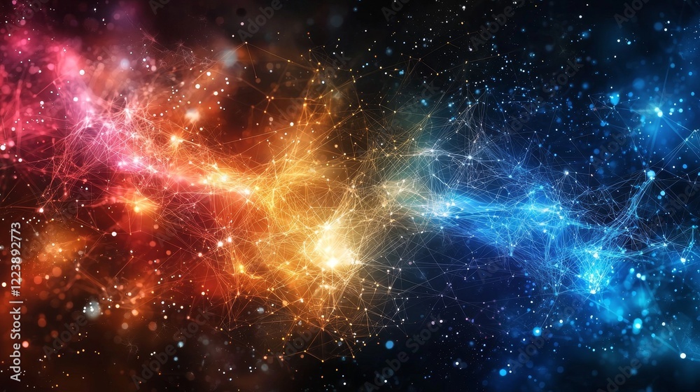 Obraz premium Electrifying Visual of Cyberspace Connections in Vibrant Color Spectrum