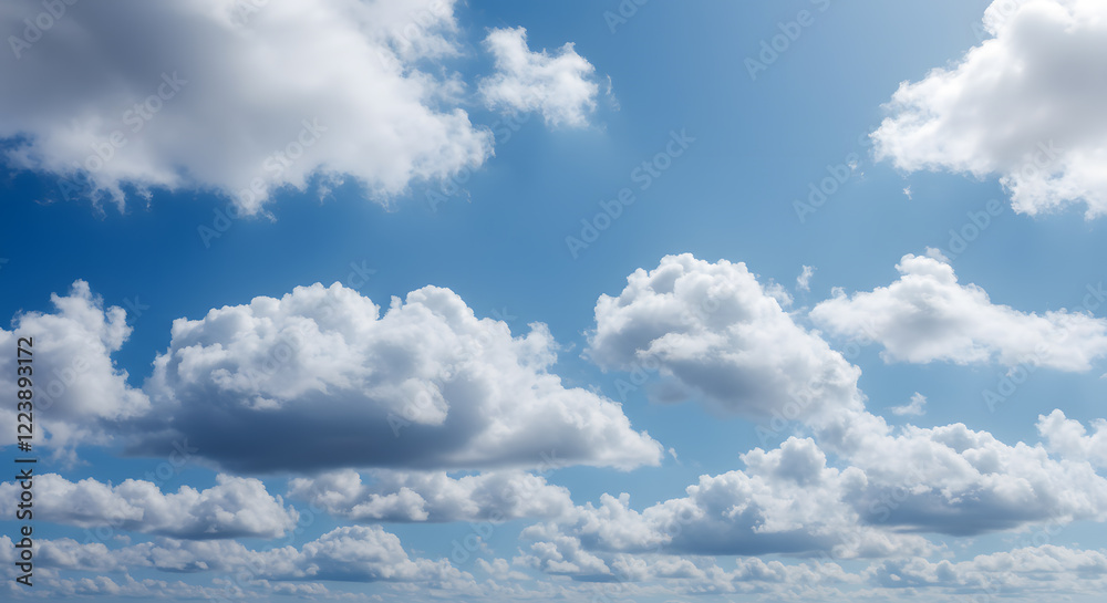A high-resolution texture of soft, fluffy clouds in a gradient blue sky, ideal for overlays A high-resolution texture of soft, fluffy clouds in a gradient blue sky, ideal for overlays