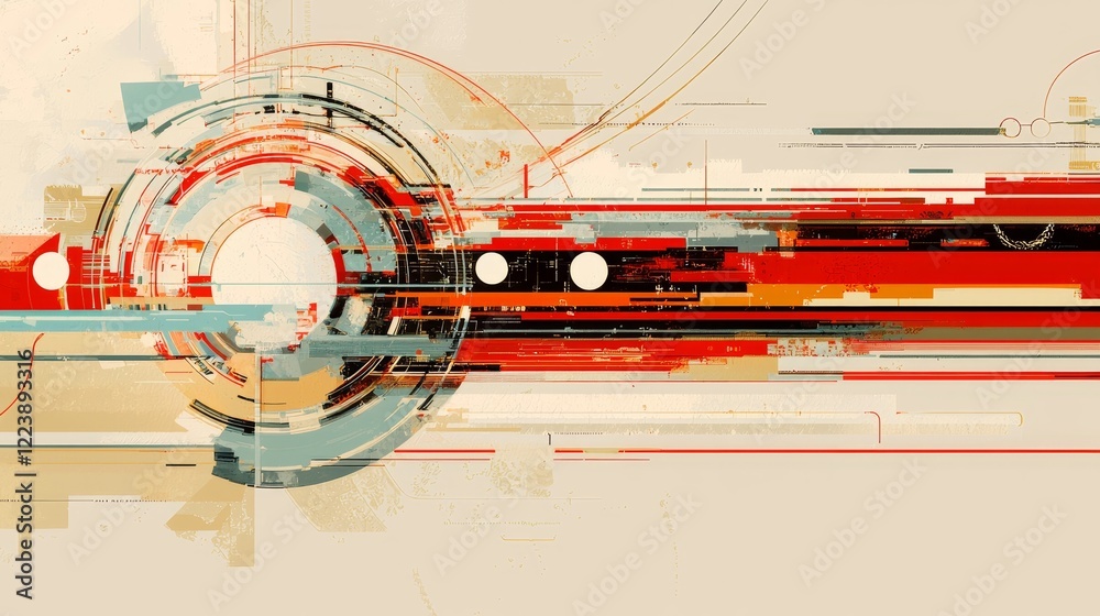 Obraz premium Abstract Futuristic Communication Pathways with Data Flow and Complex Design Elements