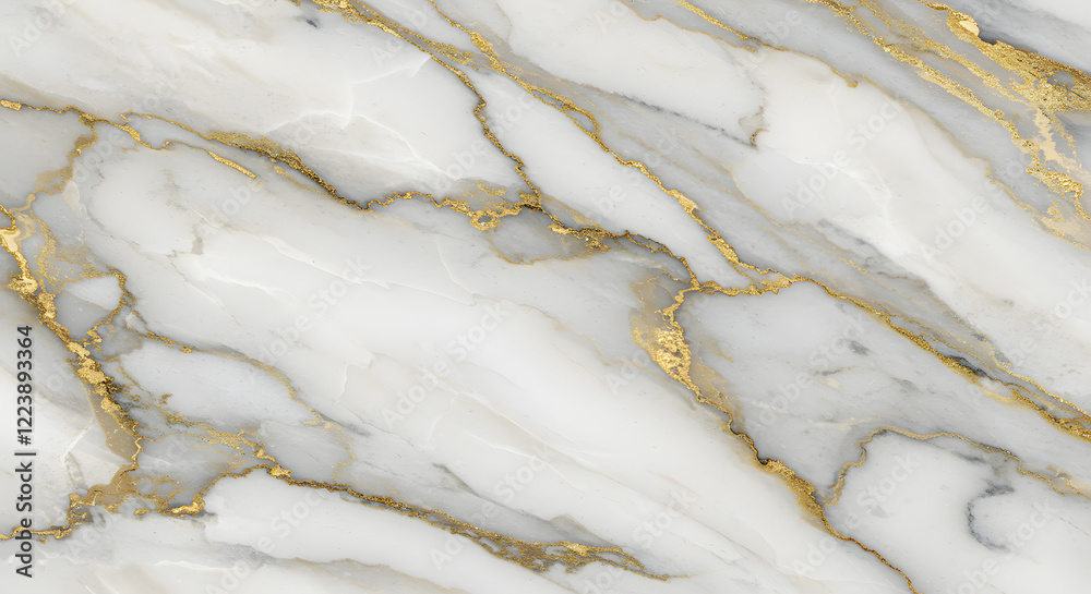 Obraz premium Seamless abstract marble texture in shades of white, gray, and gold, with natural veins and swirls.