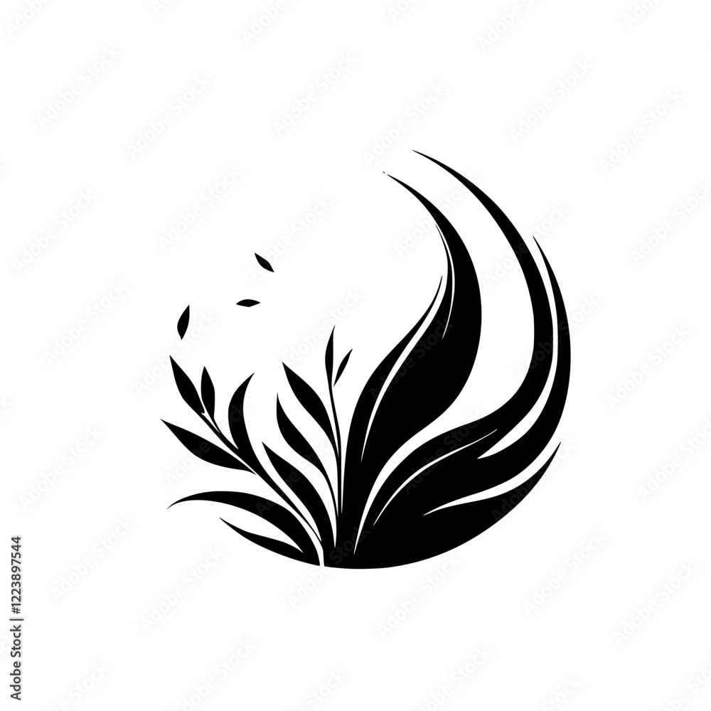 Elegant Black and White Floral Design: Botanical Illustration, Abstract Nature Pattern, Stylish Plant Vector Graphics Elegant Black and White Floral Design: Botanical Illustration, Abstract Nature Pattern, Stylish Plant Vector Graphics