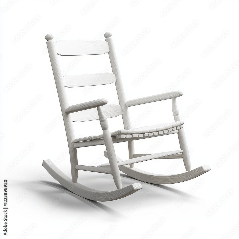 White wooden rocking chair, classic design. White wooden rocking chair, classic design.