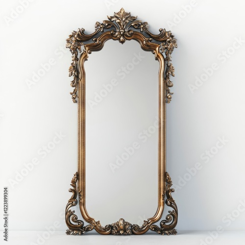 Ornate antique mirror with elaborate gold frame.
