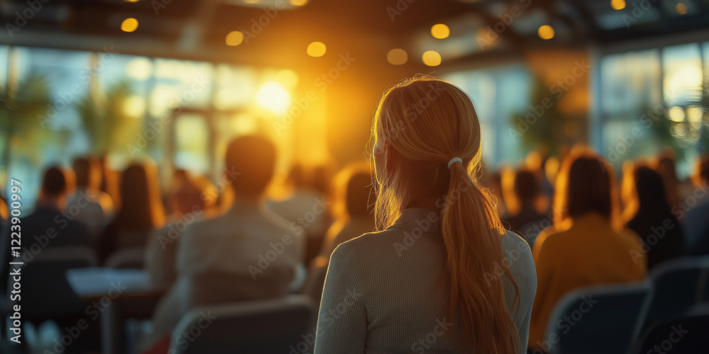 Education event or workshop with employee group in audience or crow Education event or workshop with employee group in audience or crow