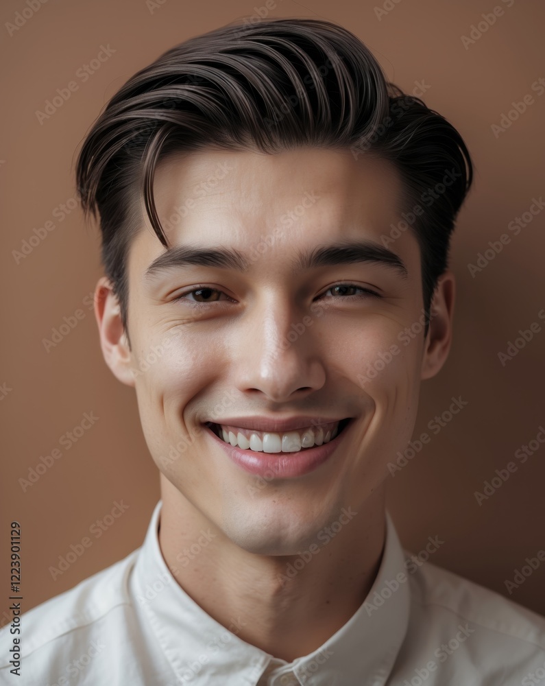 A smiling young man with styled hair, wearing a light shirt, poses against a warm background, exuding confidence and approachability. A smiling young man with styled hair, wearing a light shirt, poses against a warm background, exuding confidence and approachability.
