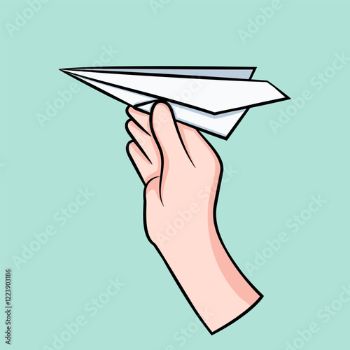 Hand holding a paper plane
