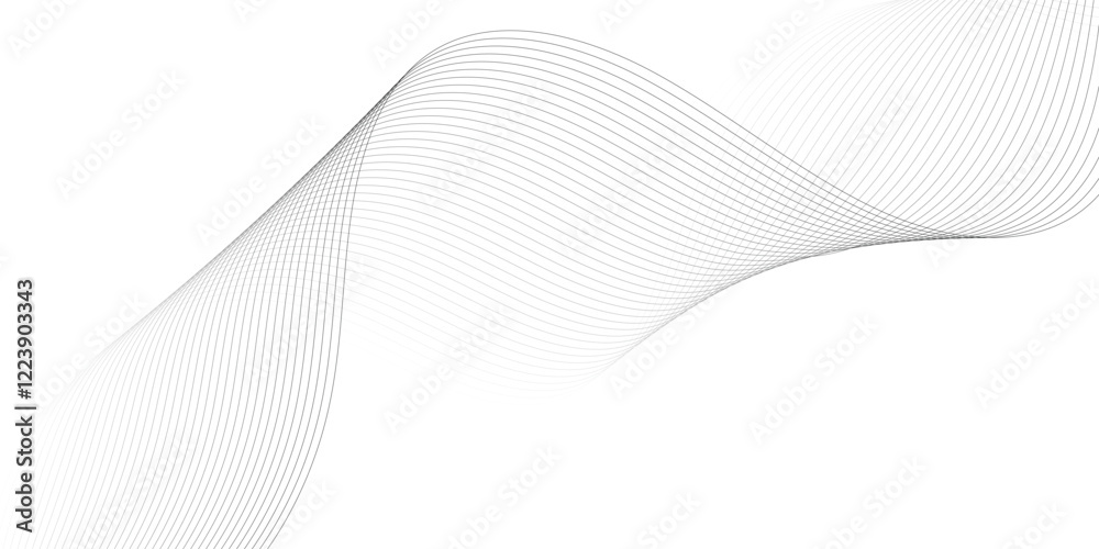Undulate gray wave swirl. frequency soundwave; twisted curve lines with blend effect. Technology, data science, geometric border pattern. Isolated on white background. Vector illustration Undulate gray wave swirl. frequency soundwave; twisted curve lines with blend effect. Technology, data science, geometric border pattern. Isolated on white background. Vector illustration