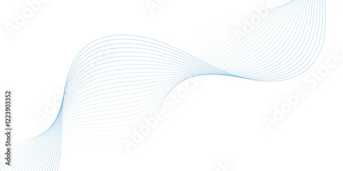 Abstract wave element for design. Digital frequency track equalizer. Stylized line art background. Vector illustration. Wave with lines created using blend tool. Curved wavy line, smooth stripe.